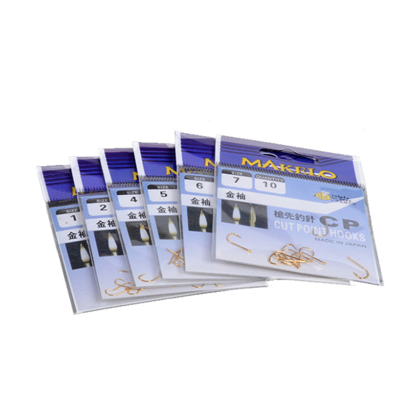 Makelo Japanese Barbless Gold Bait Hooks - Sizes #1 - #8